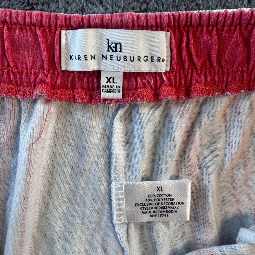 Karen Neuburger Striped Pajama Pants XL Cotton Blend Pink Blue White Soft Stripe